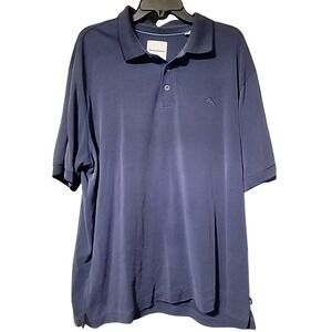 Tommy Bahama Polo Shirt‎ Mens 2XL Blue Solid Short Sleeve Polyerster Modal XXL